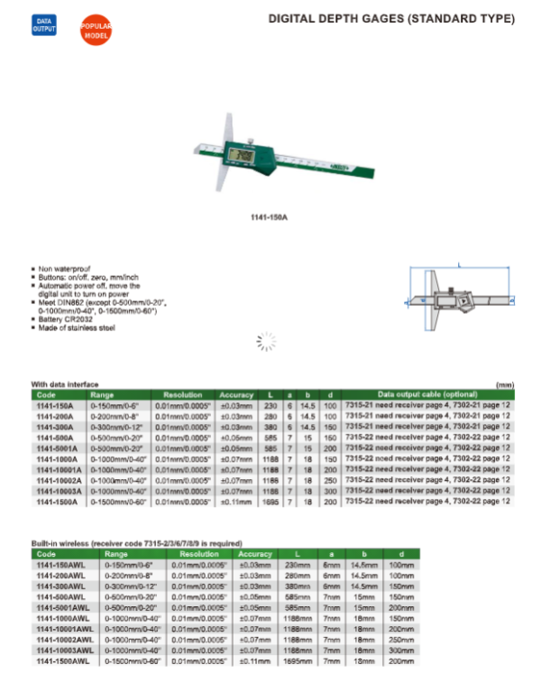 Jauge profondeur base 100mm - code 1141 - INSIZE – Image 2