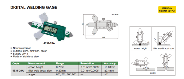 Jauge de soudage digital 4831-20A INSIZE – Image 2