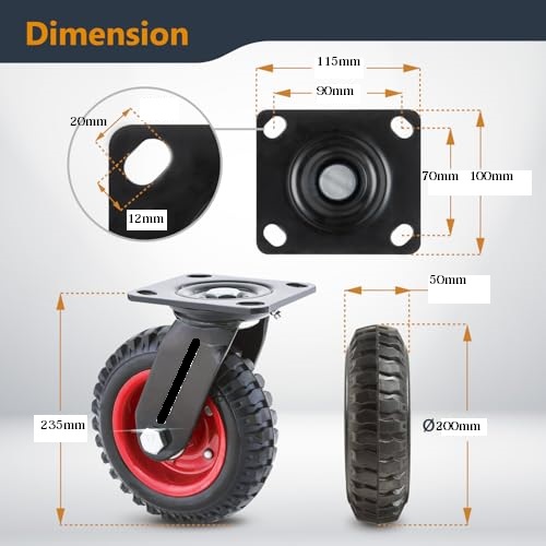 ROUE PIVOTANTE AP/AF 200 NM – 500 KG – RÉF 082C – Image 4