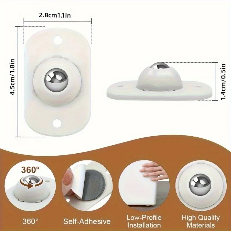 Ball Transfer Unit 360° Lot de 4 roulettes adhésives auto-orientables – Image 6