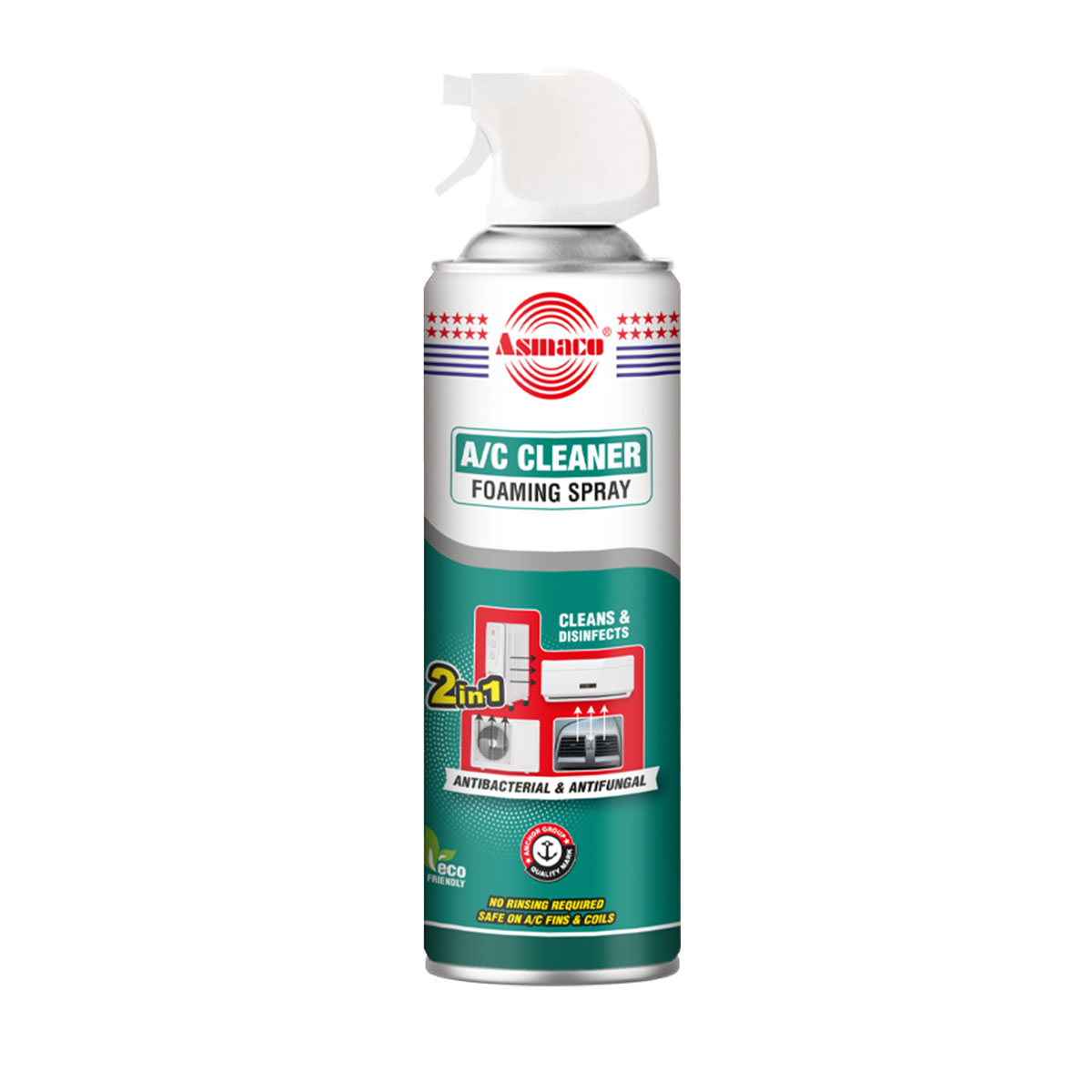Nettoyant pour climatiseurs ASMACO Spray mousse antibactérien 500 ml (A/C Cleaner)