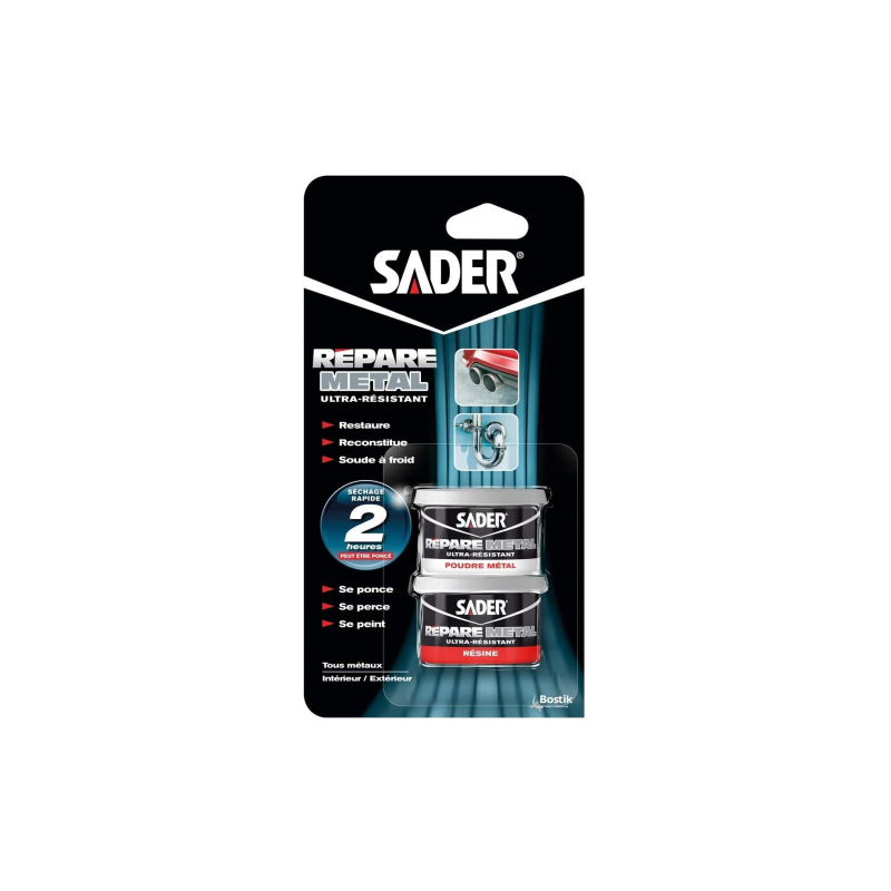 Epoxy Répare Métal SADER – Mastic époxy 81 g (Soudure à froid)