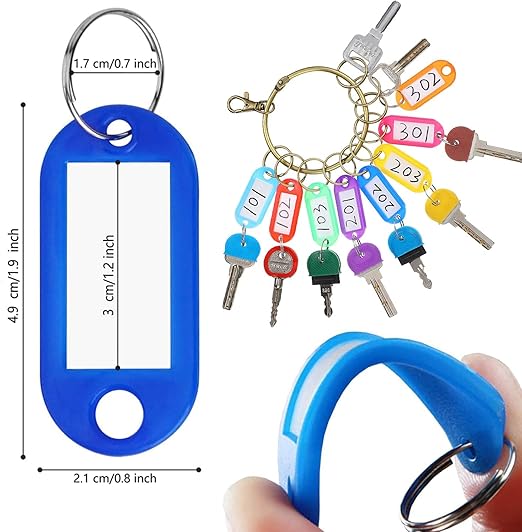 Porte-Clés Inscriptible Couleur avec Porte Étiquette – Identification de Clés – Image 2